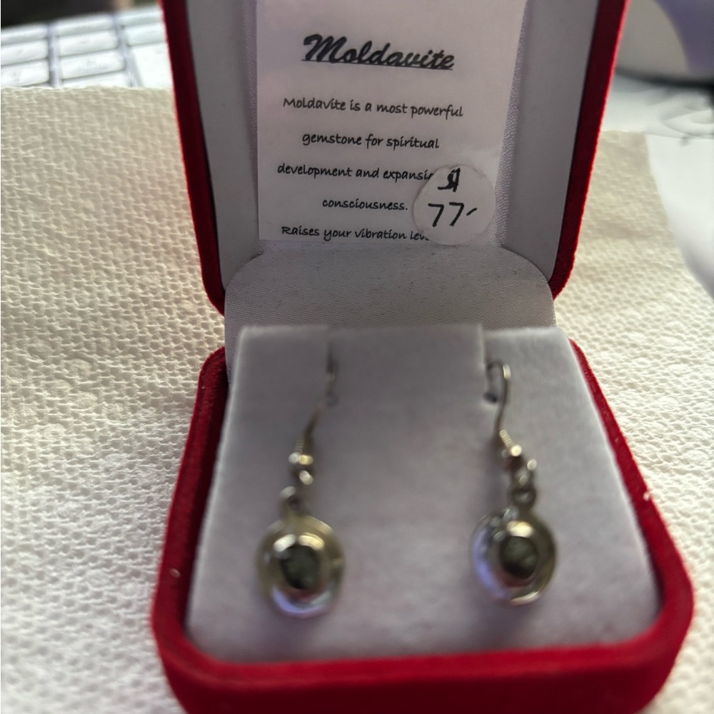 Elegant Silver Moldavite Earrings